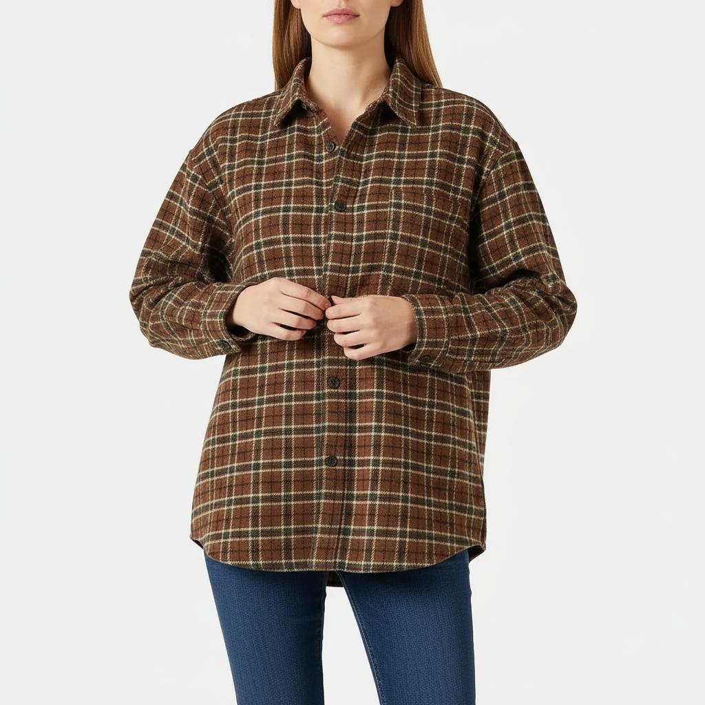 Arganate | Koszula flanelowa w kratę oversize, zapinana na guziki