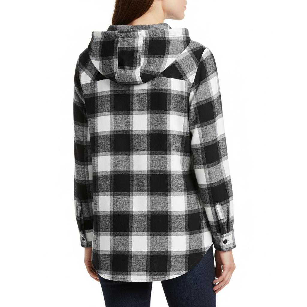 Arganate | Koszula flanelowa z długim rękawem i kapturem w kratę