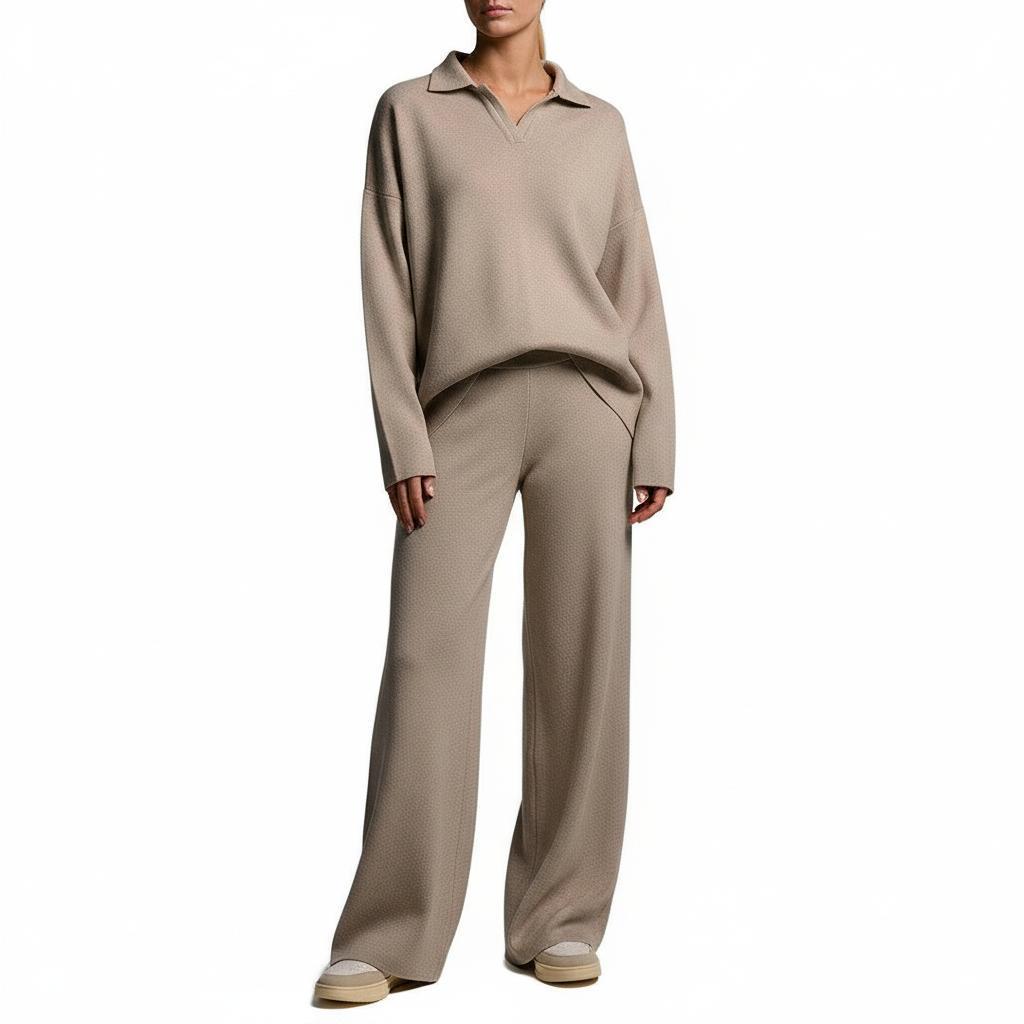 Arganate | Luźny komplet dzianinowy z płynnych spodni i swetra