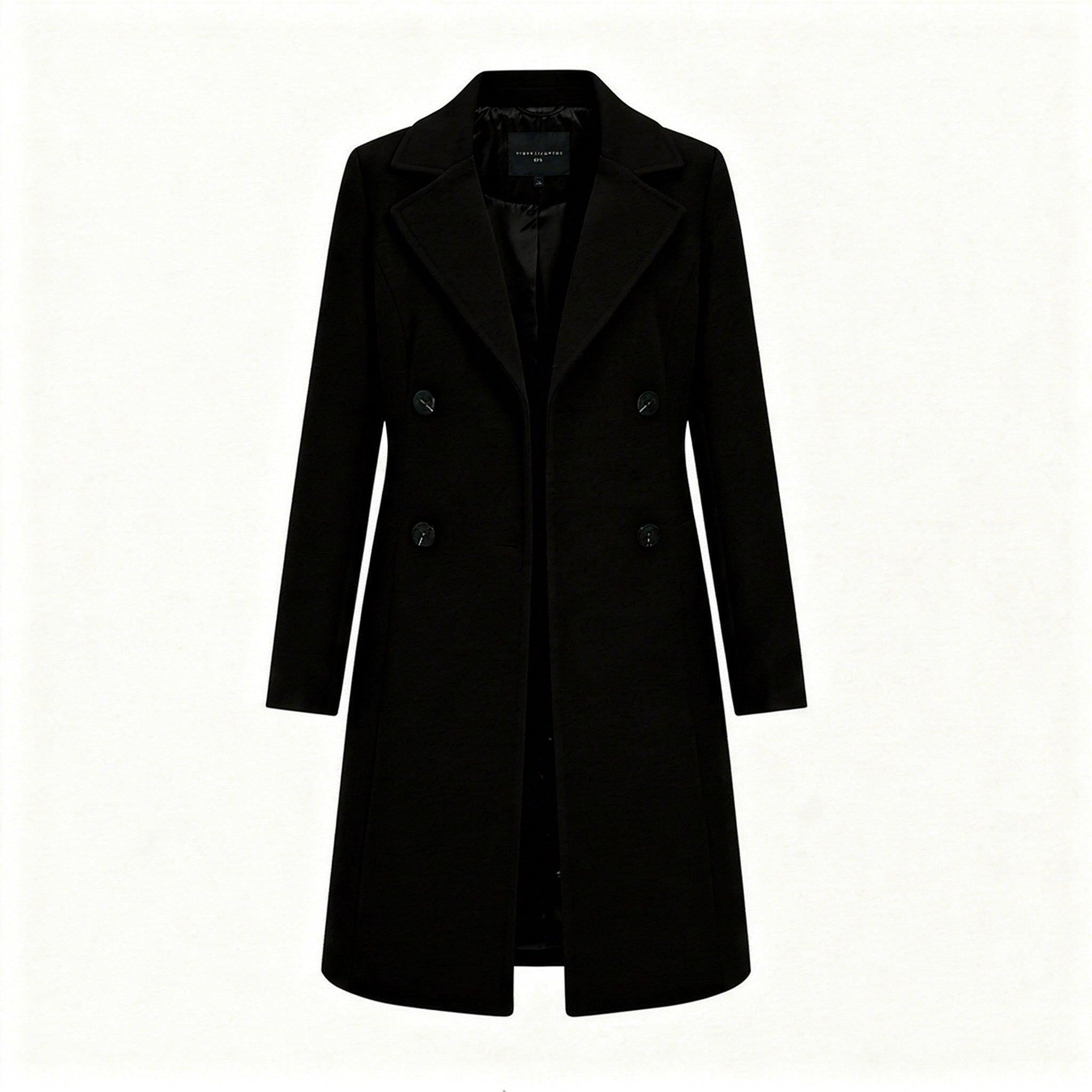 Długi dwurzędowy płaszcz typu trencz z paskiem – Stylowa odzież damska