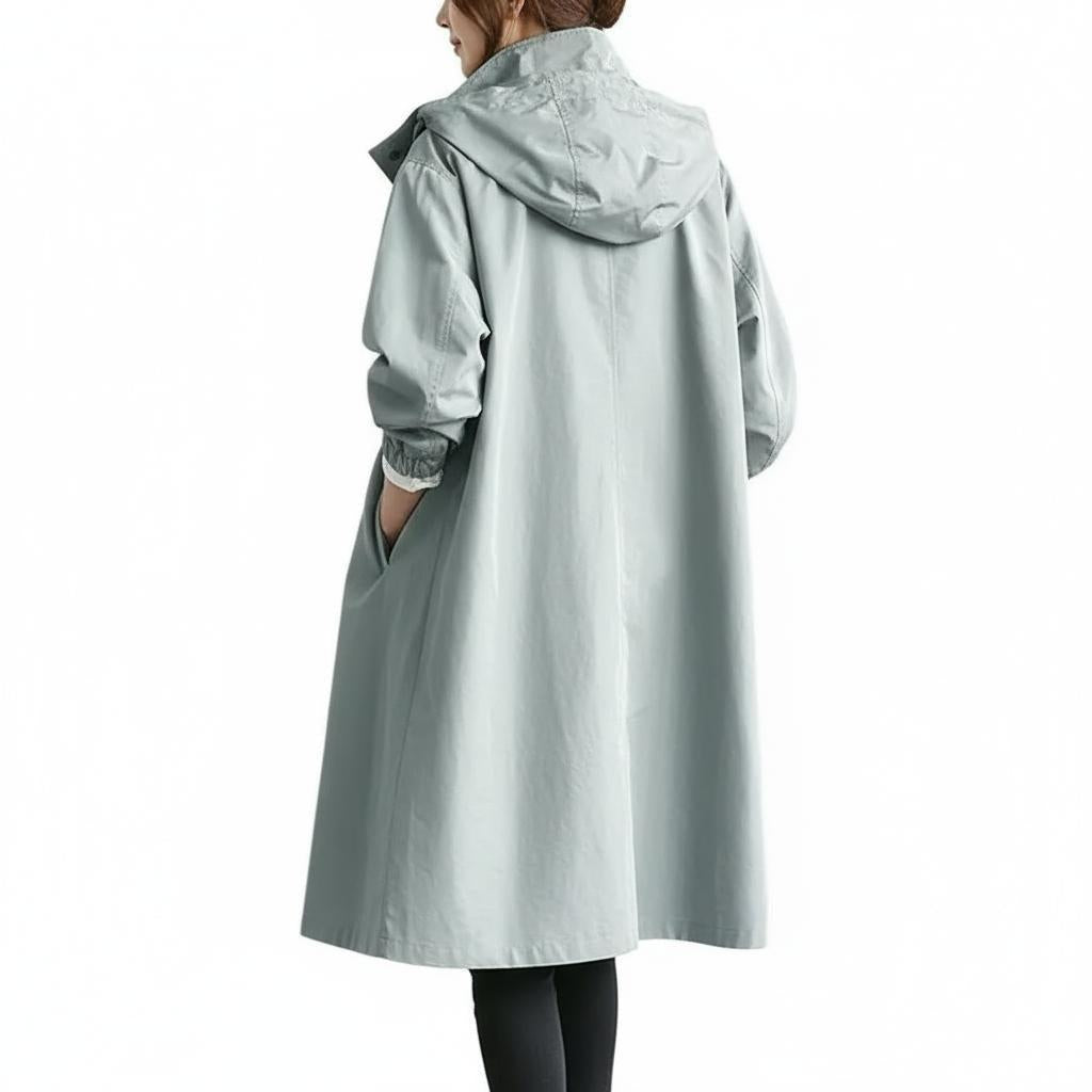 Płaszcz typu trencz z kapturem dla kobiet – stylowa, wodoodporna odzież wierzchnia