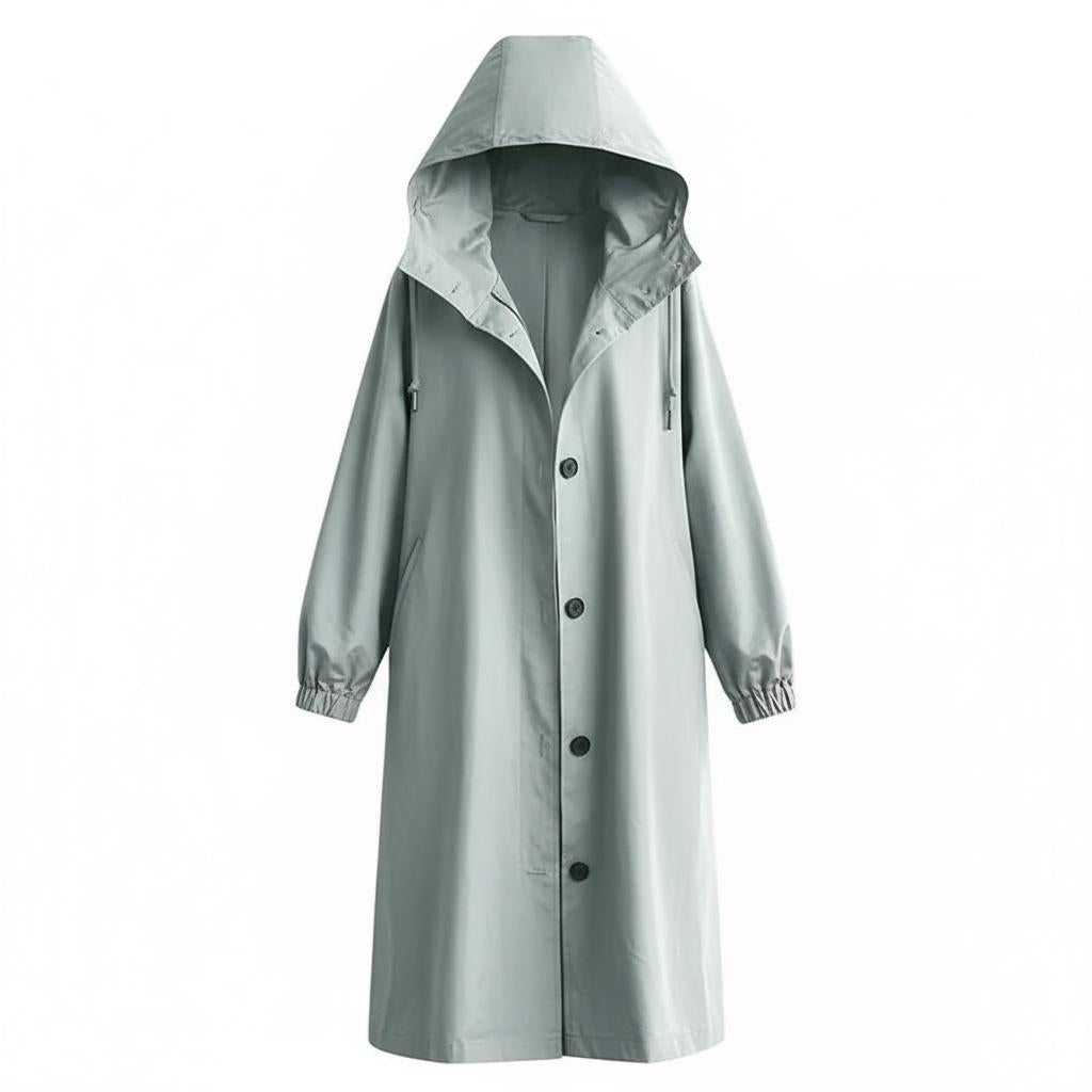 Płaszcz typu trencz z kapturem dla kobiet – stylowa, wodoodporna odzież wierzchnia