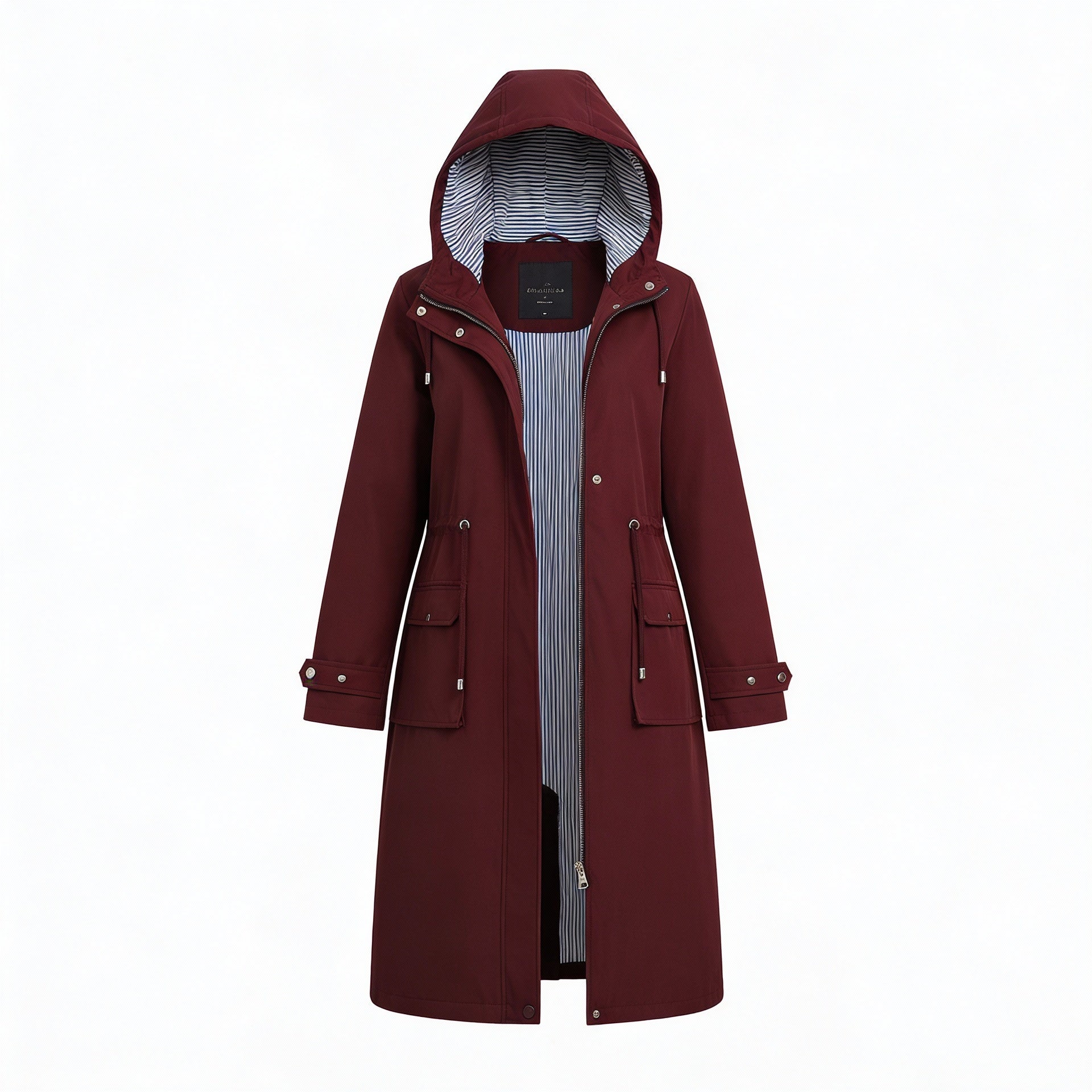 Wodoodporny płaszcz typu trencz z kapturem – stylowa i funkcjonalna odzież wierzchnia