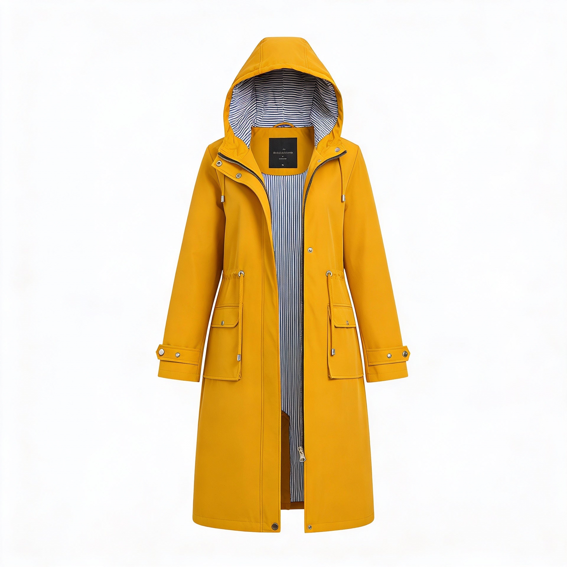 Wodoodporny płaszcz typu trencz z kapturem – stylowa i funkcjonalna odzież wierzchnia