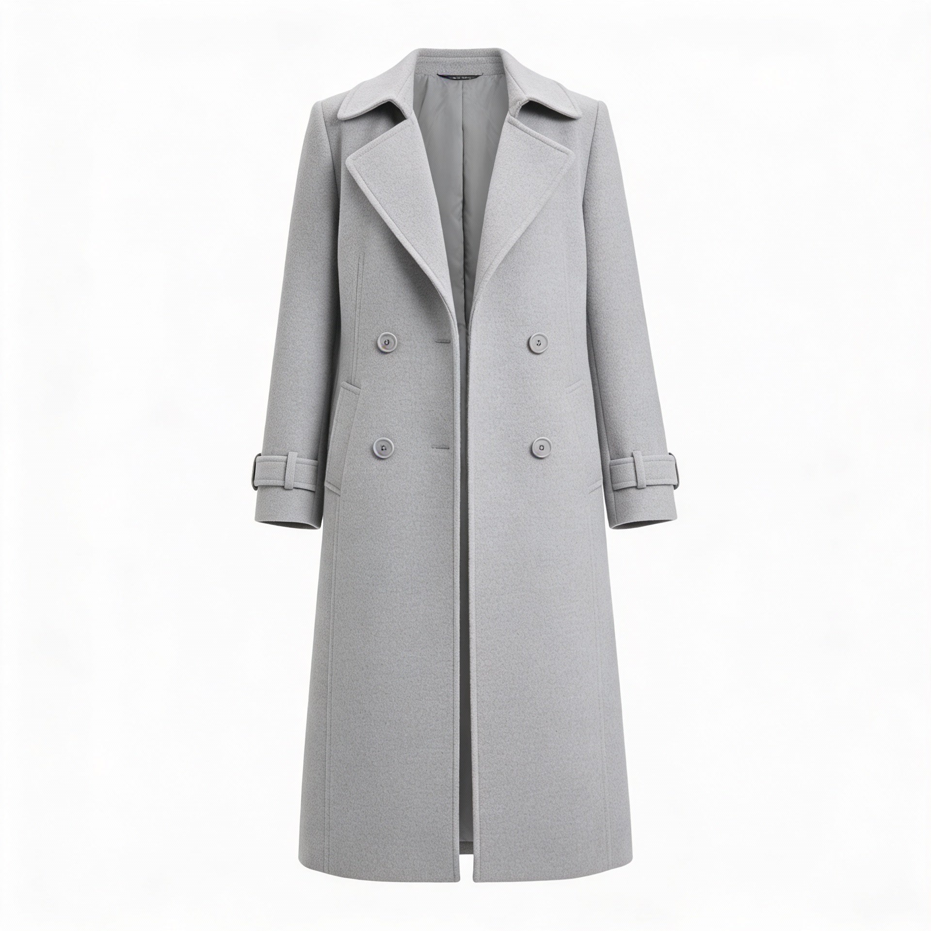 Wygodny i stylowy długi płaszcz typu trencz z wykładanym kołnierzem dla kobiet