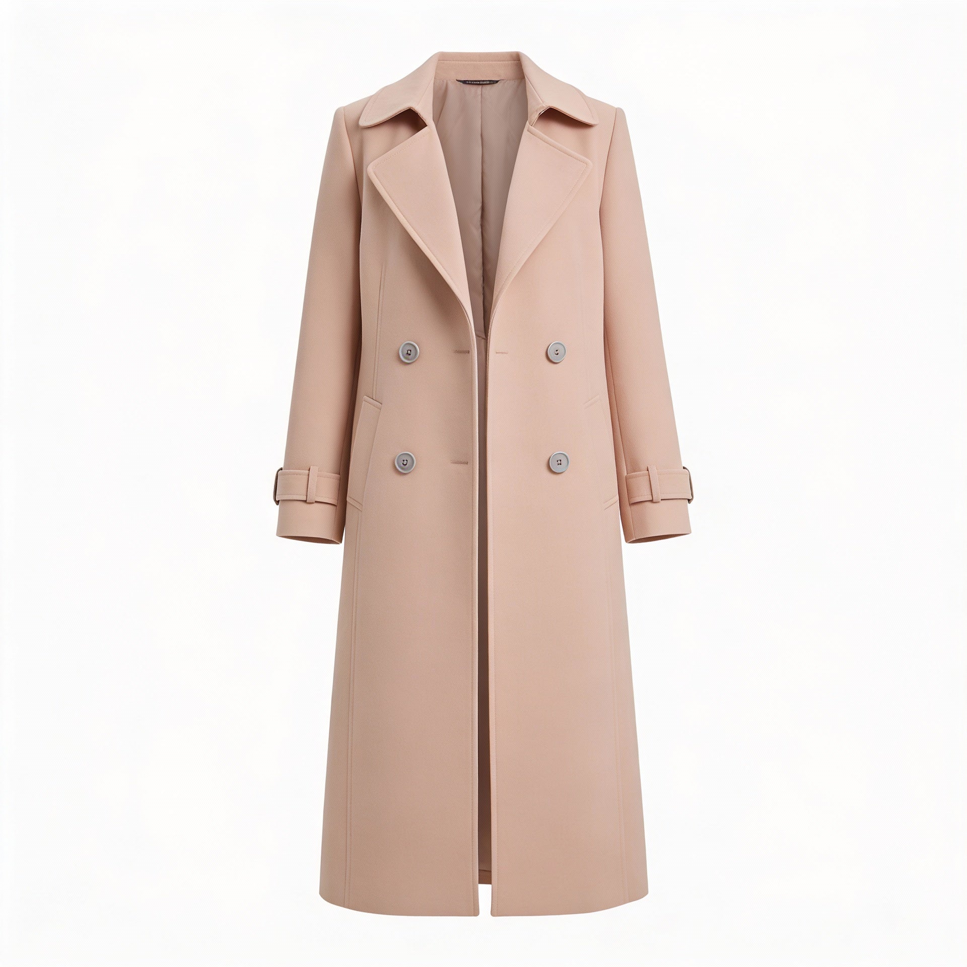 Wygodny i stylowy długi płaszcz typu trencz z wykładanym kołnierzem dla kobiet