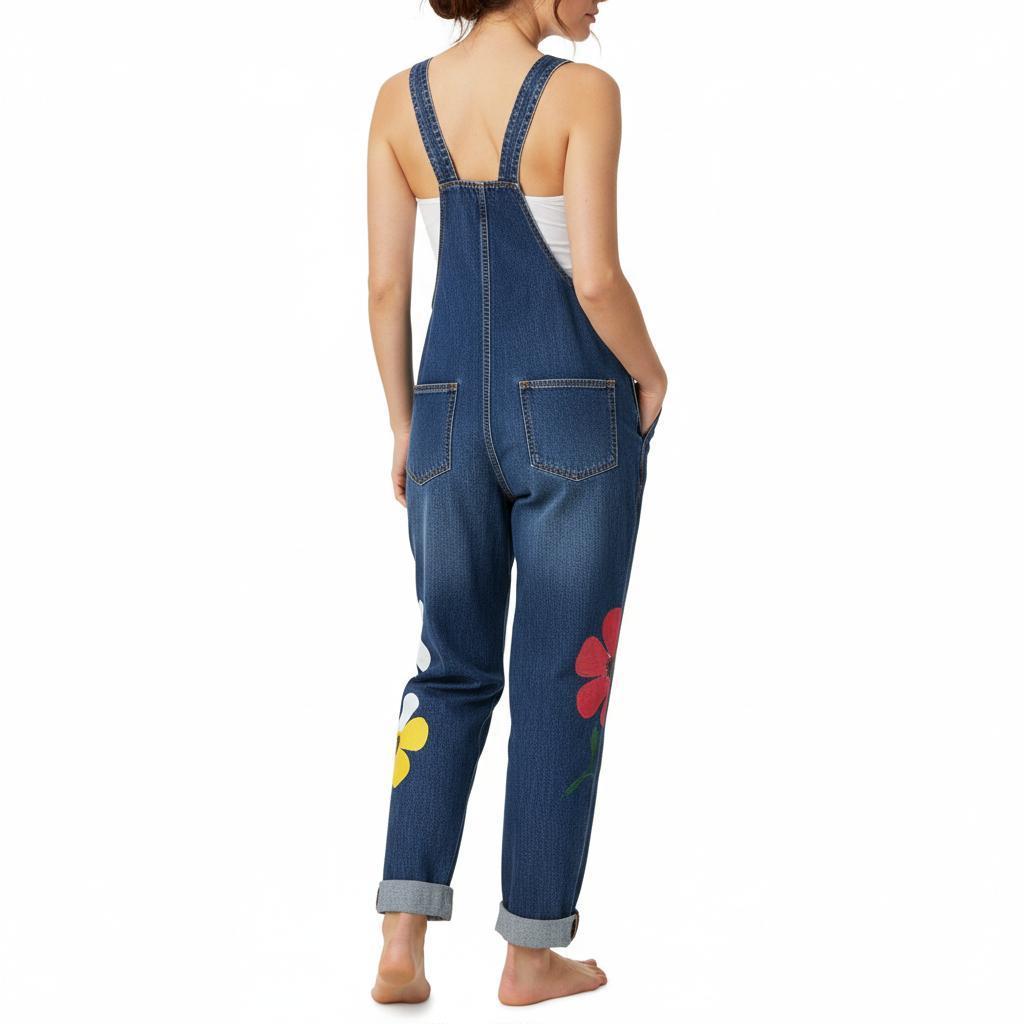 Arganate | Dżinsowy kombinezon z kwiatowym wzorem
