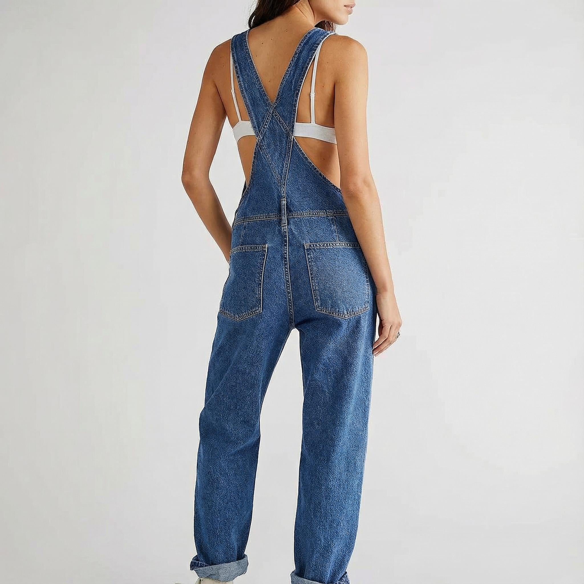 Arganate | Luźny dżinsowy kombinezon