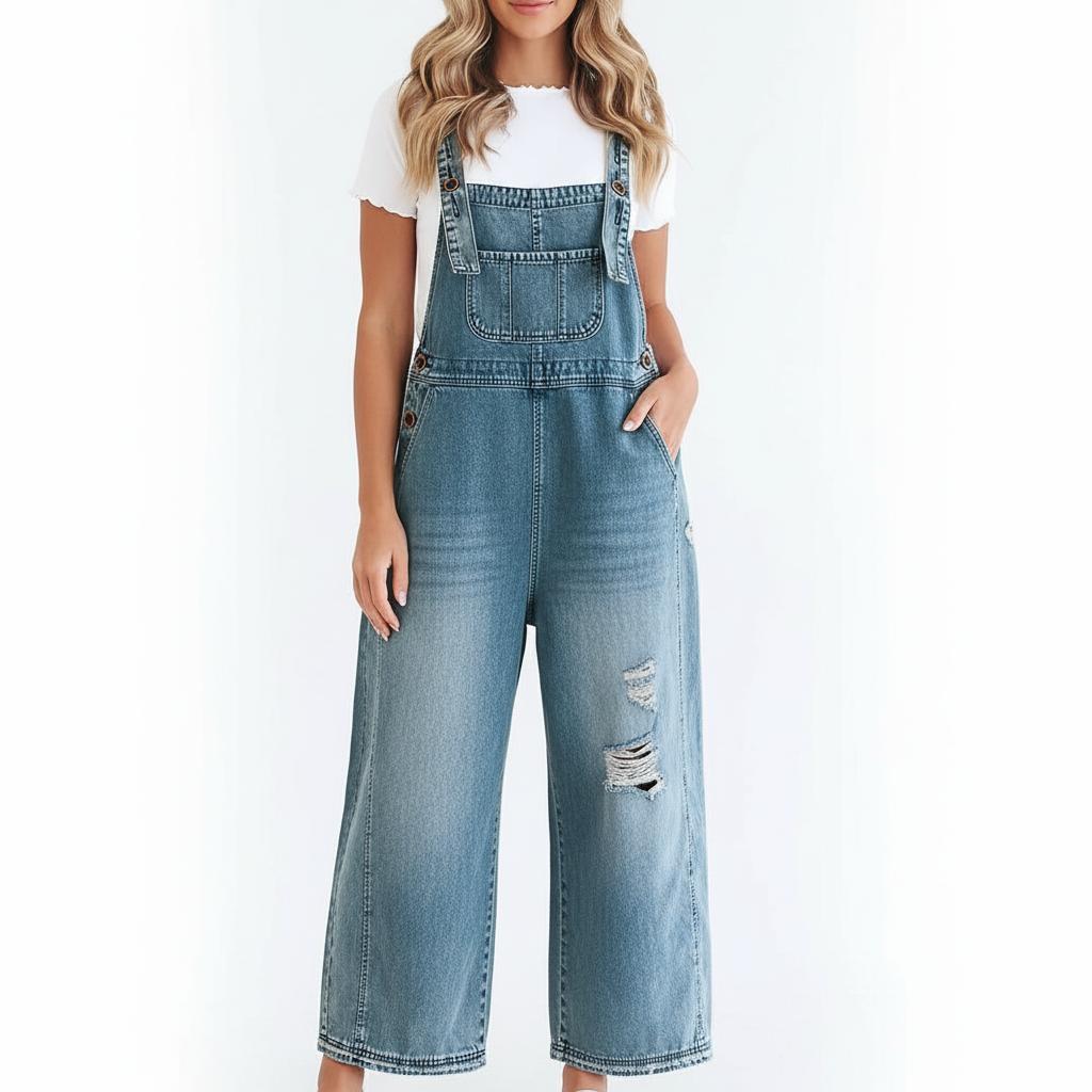 Arganate | Luźny dżinsowy kombinezon z regulowanymi paskami