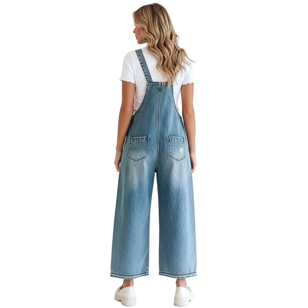 Arganate | Luźny dżinsowy kombinezon z regulowanymi paskami