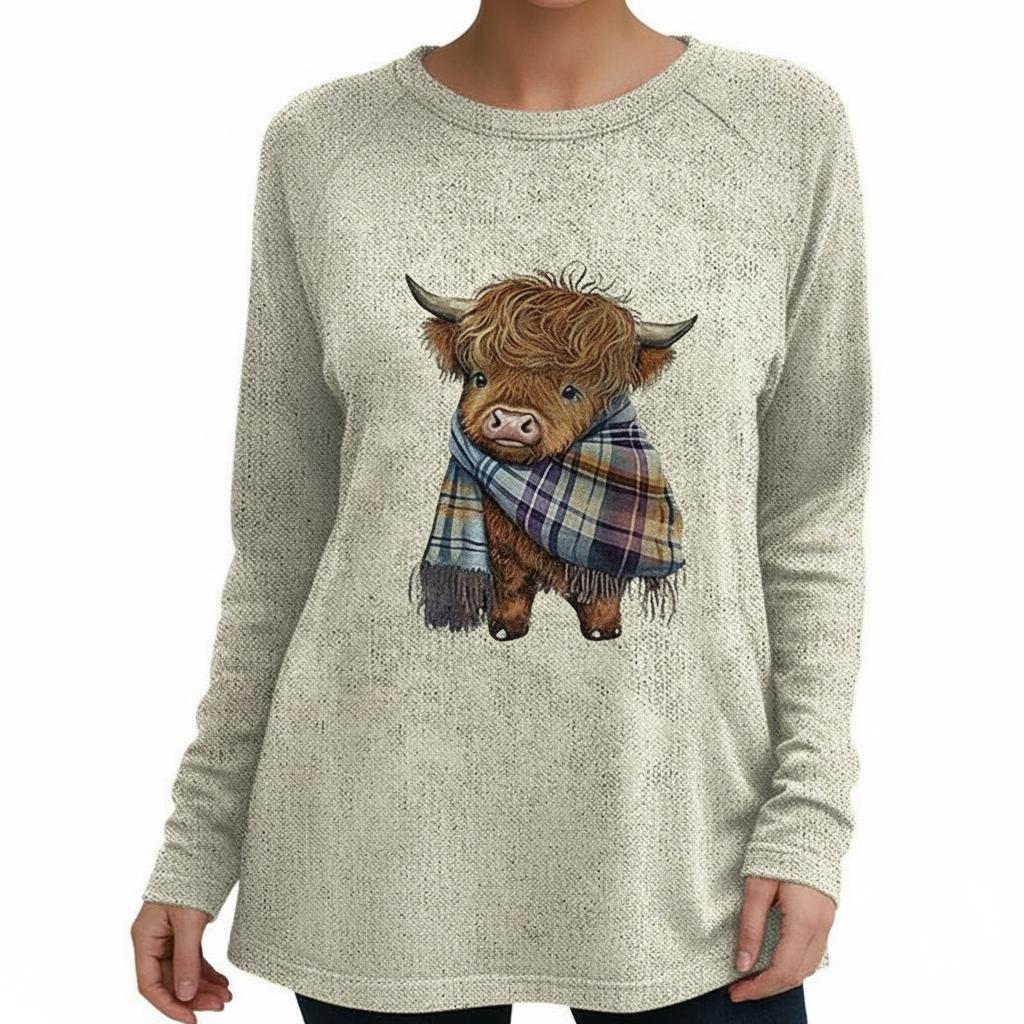 Arganate | Sweter z okrągłym dekoltem i nadrukiem zwierzęcym