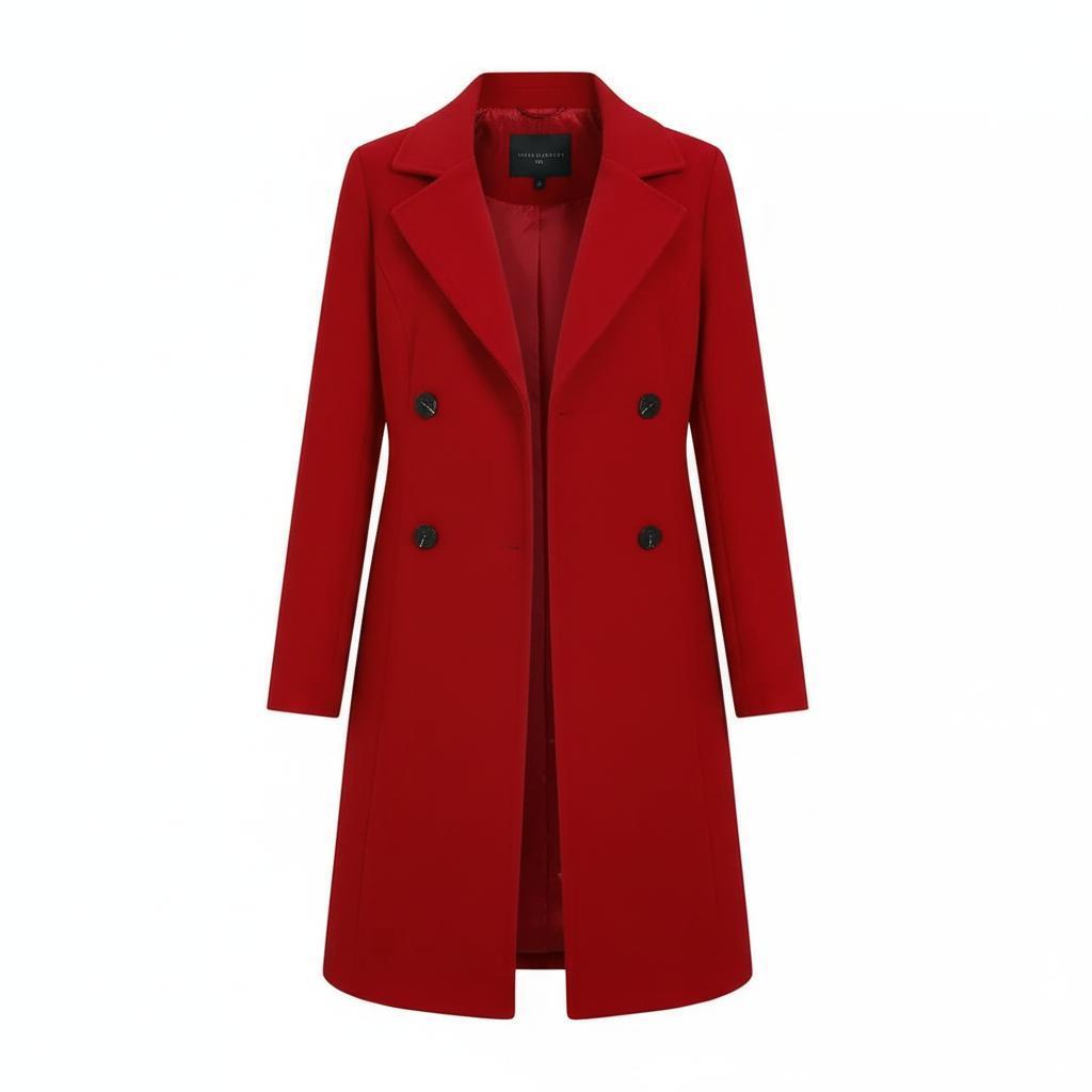 Długi dwurzędowy płaszcz typu trencz z paskiem – Stylowa odzież damska