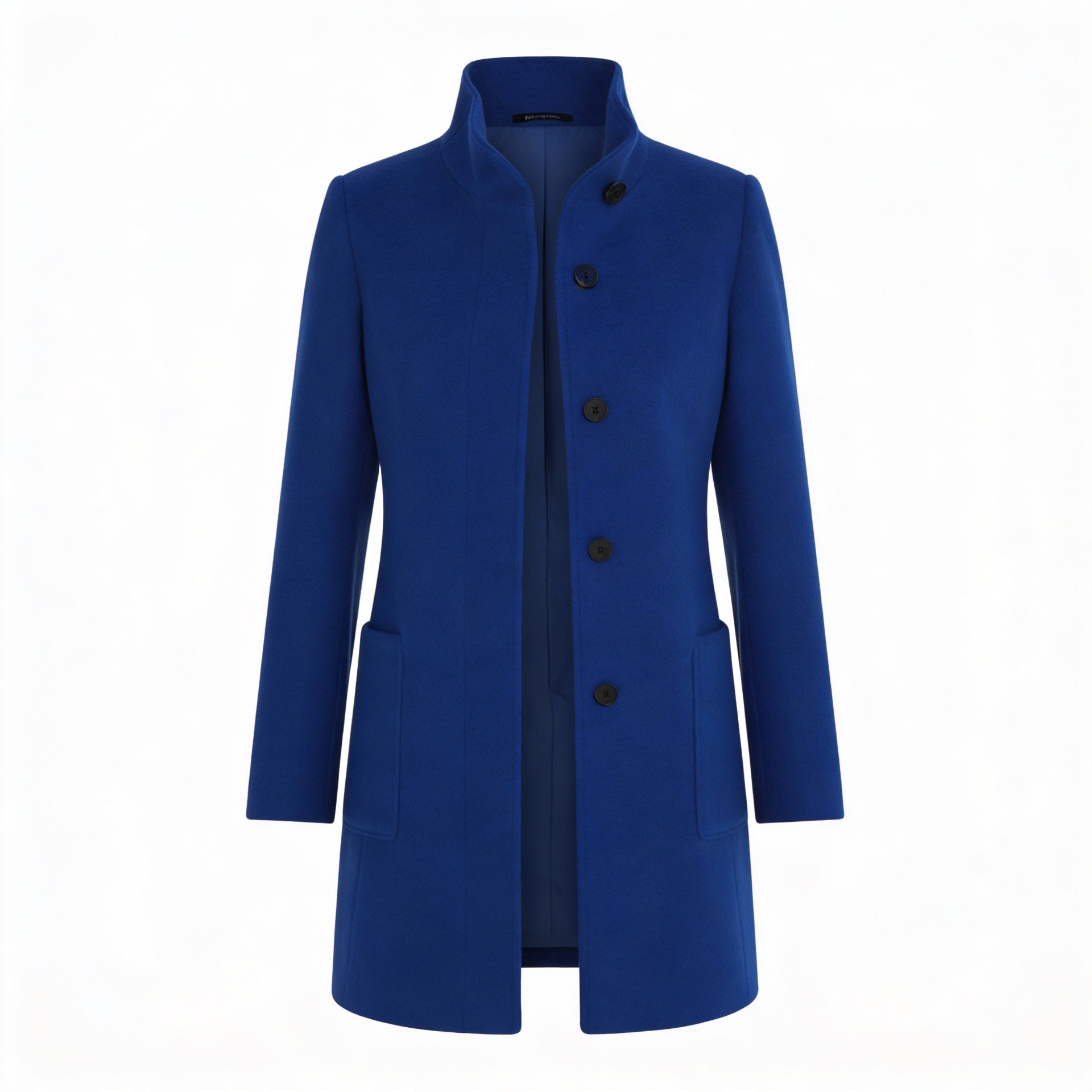 Klasyczny i stylowy wełniany płaszcz typu trencz z zapięciem na guziki w stylu retro