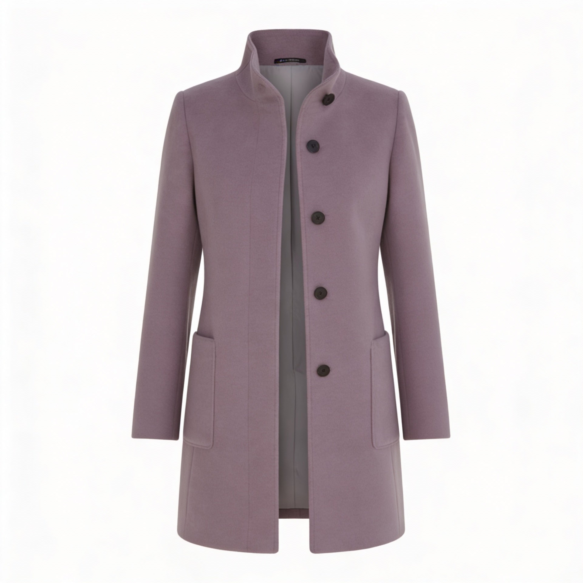 Klasyczny i stylowy wełniany płaszcz typu trencz z zapięciem na guziki w stylu retro