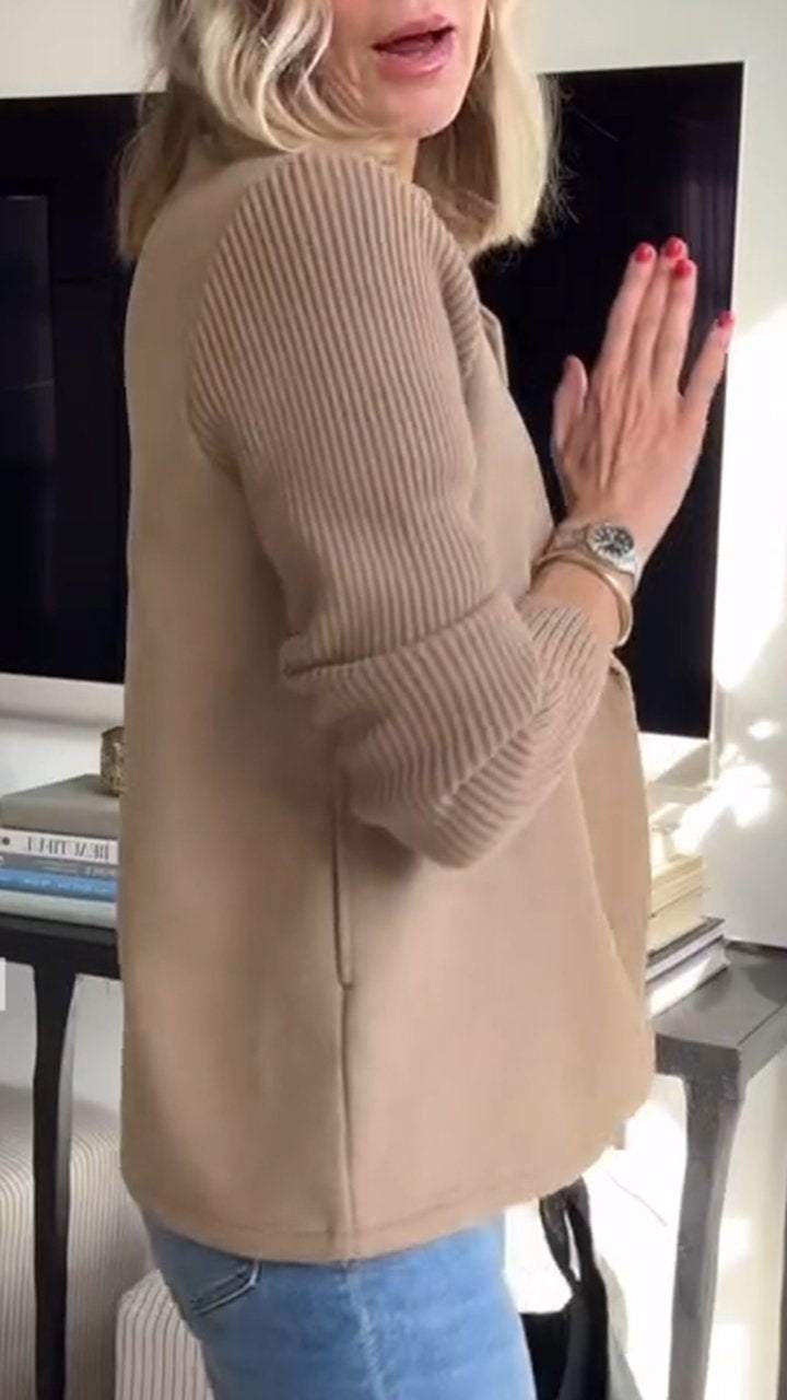 Lekka, dopasowana blezery z dzianinowymi rękawami – odzież codzienna dla kobiet