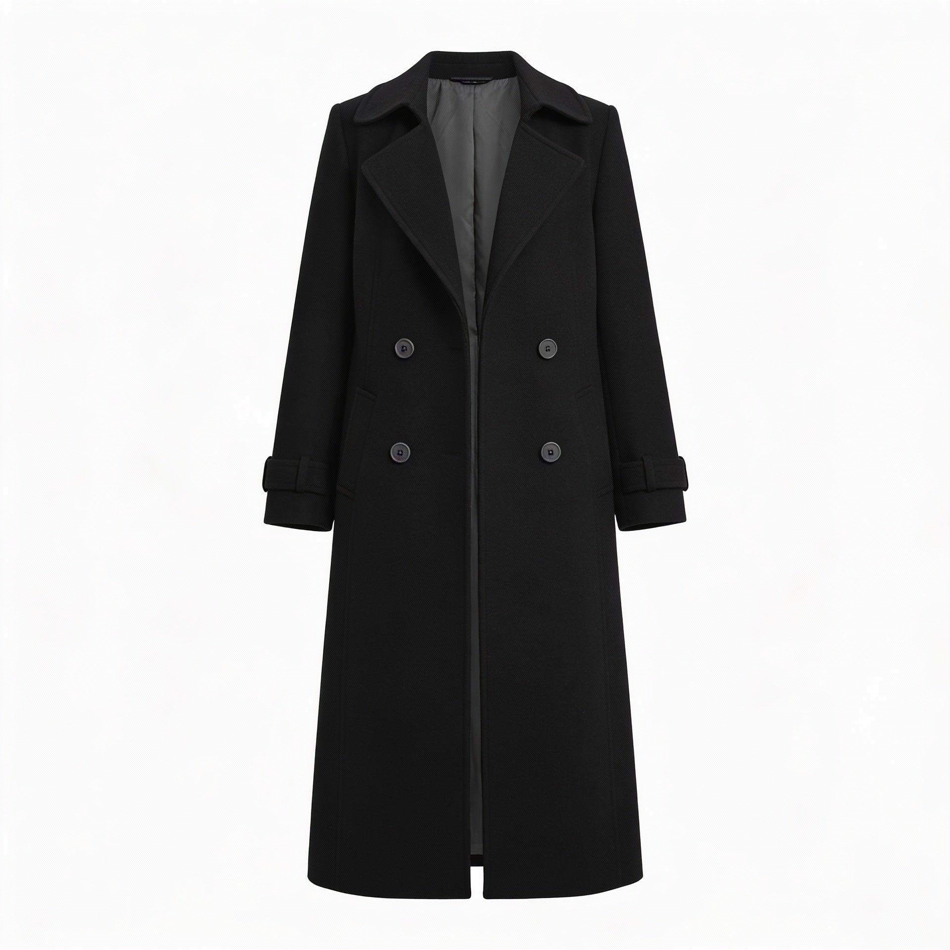 Wygodny i stylowy długi płaszcz typu trencz z wykładanym kołnierzem dla kobiet