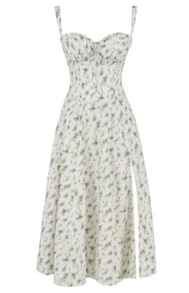 Zofia - Sukienka gorsetowa w kwiaty o średniej talii